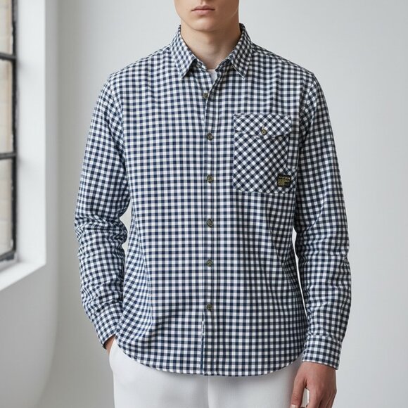 G-Star Other - G-Star RAW Blue & White Gingham Button-Down Shirt Men’s Sz L Cotton Long Sleeve